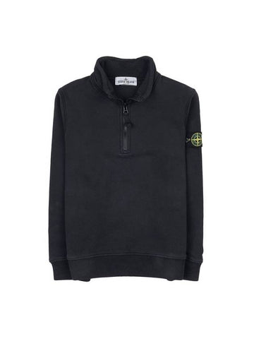 Kids Wappen Patch Half Zip Up Sweatshirt Black - STONE ISLAND - BALAAN 1