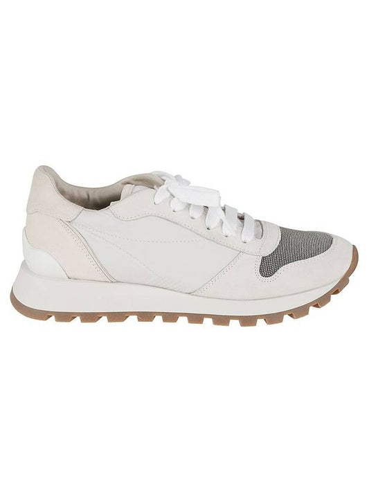 Suede Techno Fabric Runner Low Top Sneakers White - BRUNELLO CUCINELLI - BALAAN 1