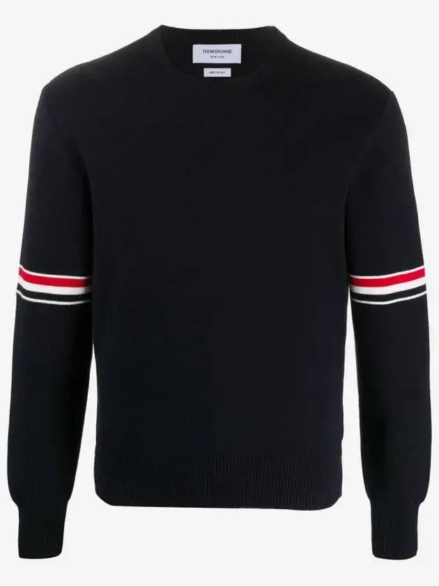 Men's Milan Stitch Armband Crew Neck Knit Top Navy - THOM BROWNE - BALAAN 2