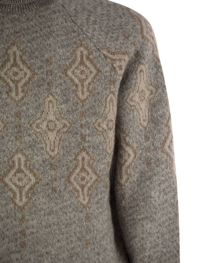 Geometric Jacquard turtleneck sweater in alpaca, cotton and wool - BRUNELLO CUCINELLI - BALAAN 4