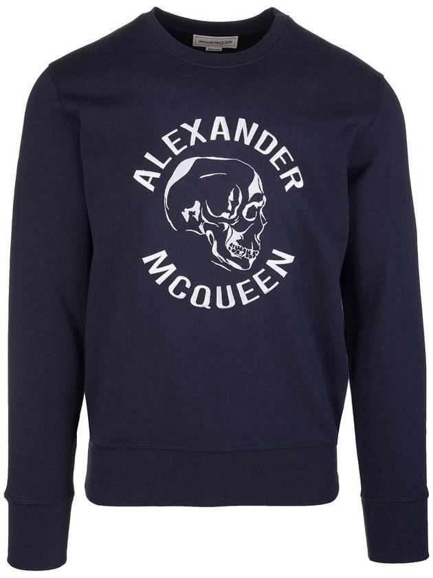 Embroidered Logo Sweatshirt Navy - ALEXANDER MCQUEEN - BALAAN 1