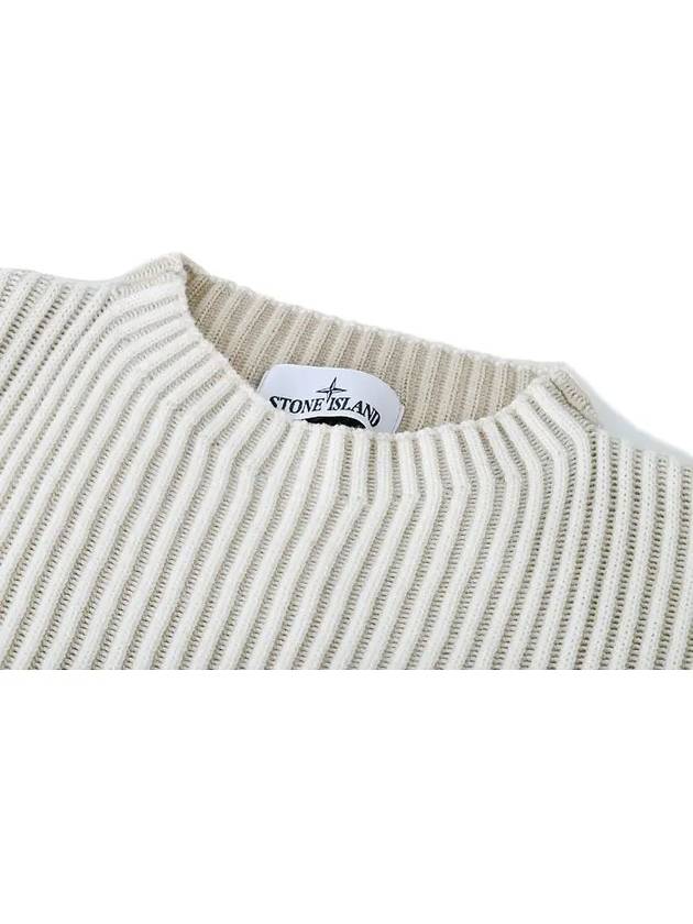 Crewneck Rib Virgin Wool Knit Top Beige - STONE ISLAND - BALAAN 4