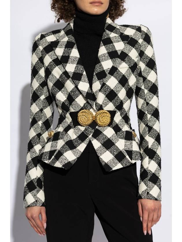 Balmain Blazer With Check Pattern, Women's, Black - BALMAIN - BALAAN 3