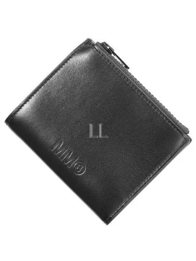 Logo Zip-Up Round Bi-Fold Half Wallet Black - MAISON MARGIELA - BALAAN 2