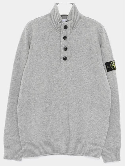 Wappen Patch Half Button Lambswool Knit Top Grey - STONE ISLAND - BALAAN 2