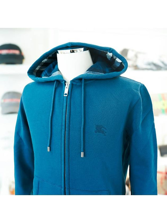 Clarendon Brushed Zip-Up Hoodie Mineral Blue - BURBERRY - BALAAN 2