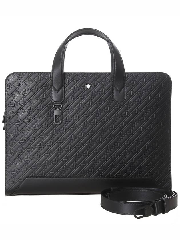 Men's Logo Leather Briefcase Black - MONTBLANC - BALAAN.