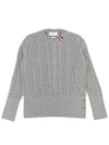 RWB Cable Wool Knit Top Grey - THOM BROWNE - BALAAN 2