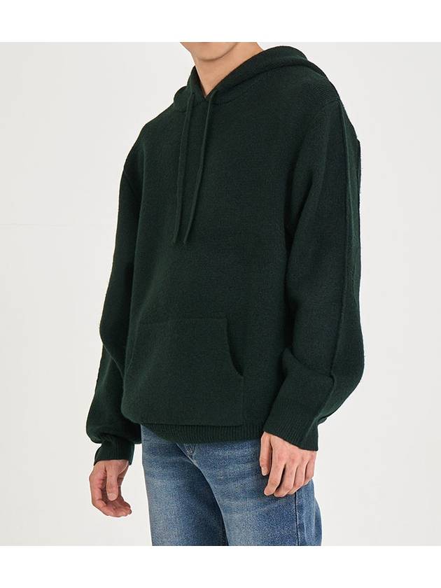 Overfit hooded knit DEEP GREEN - BLACKBROWN - BALAAN 1