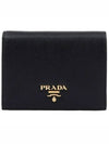 Saffiano Metal Logo Gold Fold Wallet Black - PRADA - BALAAN 2