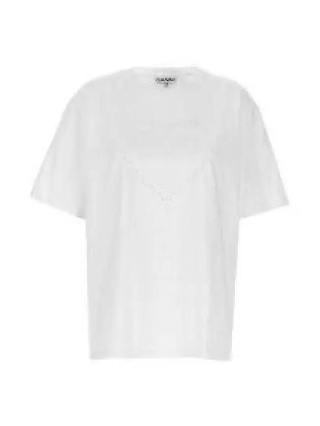 Heavy Cotton Drop Shoulder Heart Short Sleeve T-Shirt White - GANNI - BALAAN 2