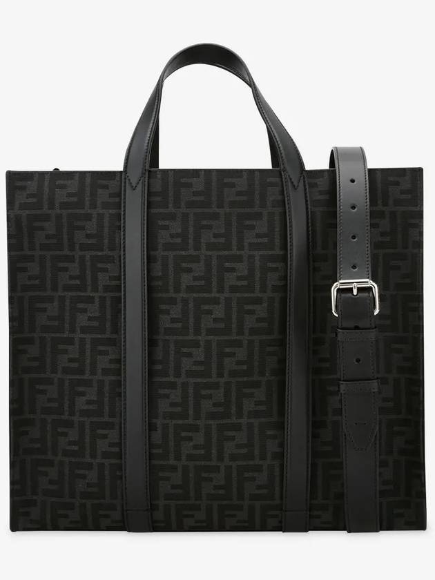 FF Jacquard Fabric Shopper Tote Bag Black - FENDI - BALAAN 3