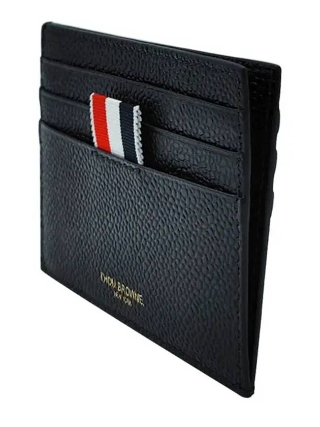 Pebble Grain Leather Stripe Note Compartment Card Wallet Black - THOM BROWNE - BALAAN 4