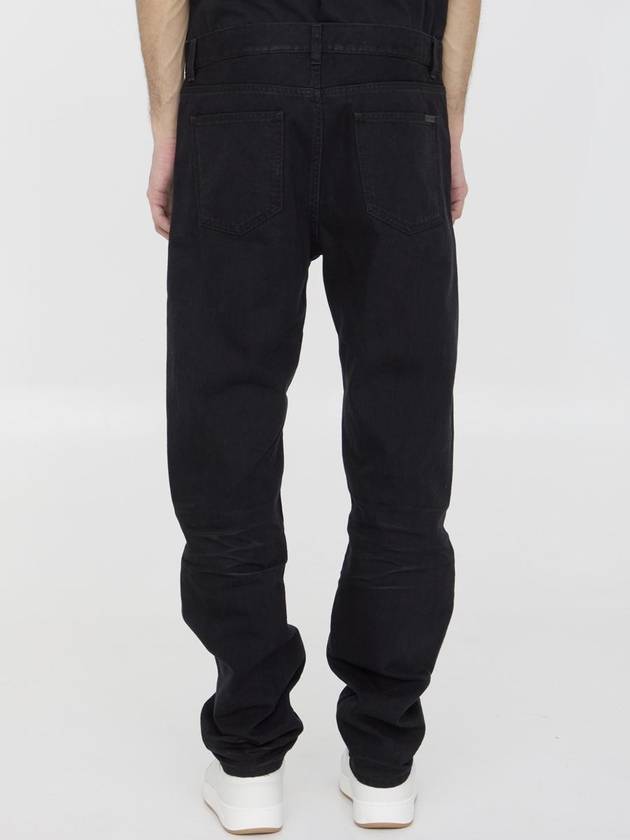 Denim Cotton Straight Jeans Black - SAINT LAURENT - BALAAN 5