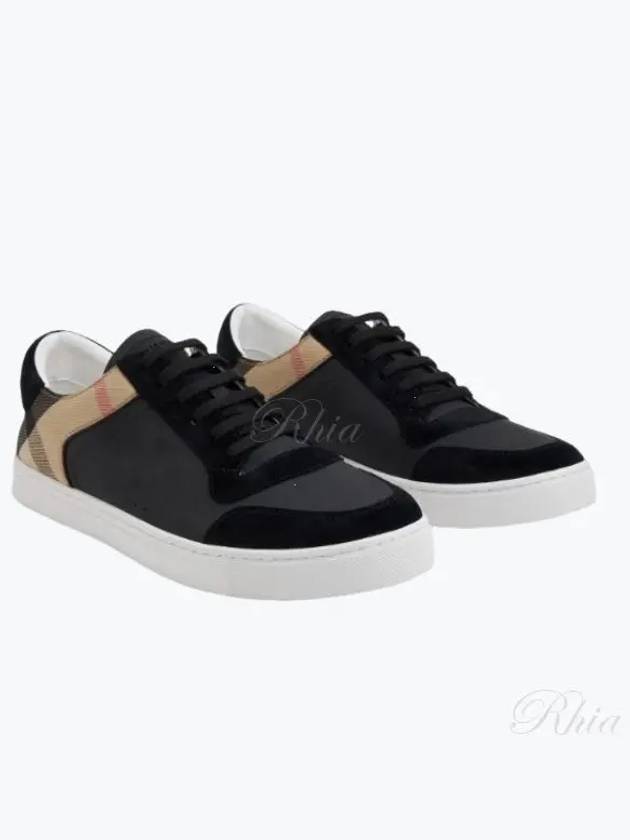 House Check Leather Suede Low Top Sneakers Black - BURBERRY - BALAAN 2