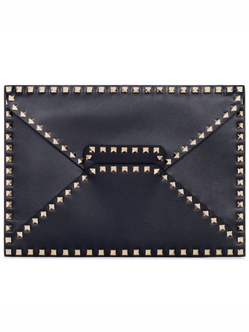 Rockstud Untitled ClutchLY0B0100NTD L60 Black Gold - VALENTINO - BALAAN 1