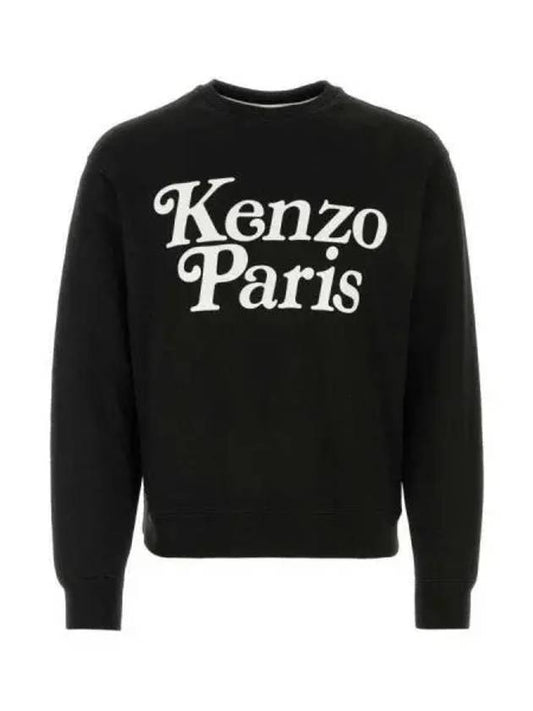 Paris Logo Crew Neck Cotton Sweatshirt Black - KENZO - BALAAN 2