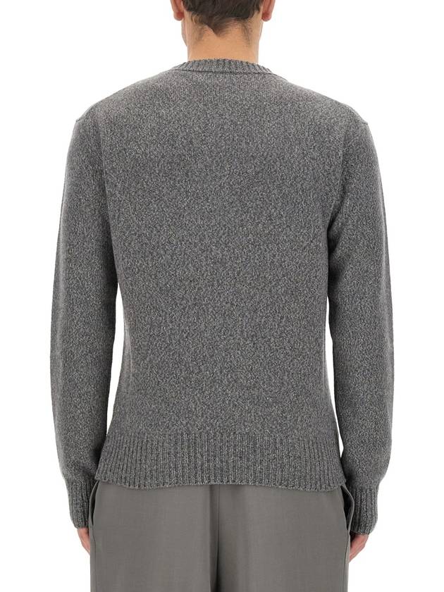 Men's Cashmere Blend Crew Neck Knit Top Grey - AMI - BALAAN 4