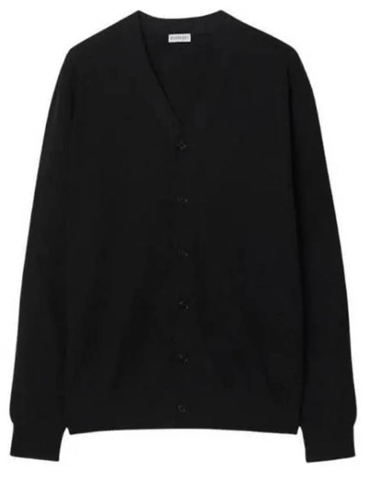 V Neck Wool Cardigan Black - BURBERRY - BALAAN 2