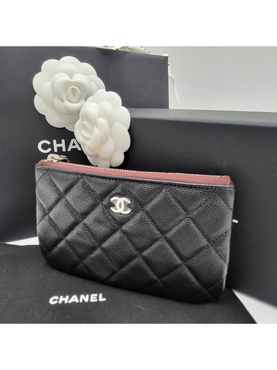 Silver CC Logo Small Calfskin Pouch Bag Black - CHANEL - BALAAN 2