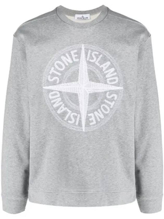 Garment Dyed Stitches Four Print Crewneck Sweatshirt Grey - STONE ISLAND - BALAAN 1