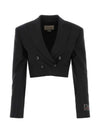 Wool Mohair Cropped Jacket Black - GUCCI - BALAAN 1