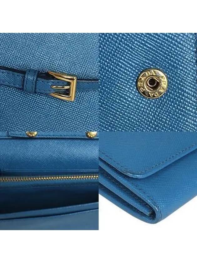 1M1437 Gold logo blue color Saffiano long wallet and crossbag - PRADA - BALAAN 5