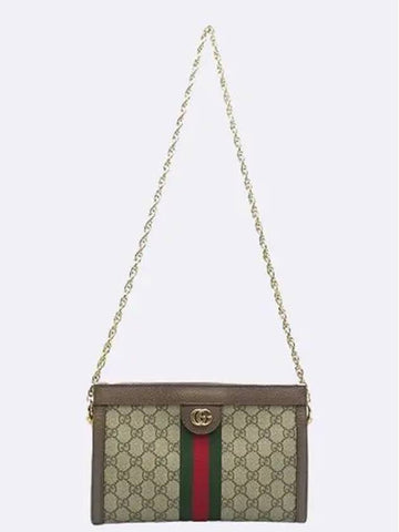 503877 GG Supreme Canvas Web Detail Ophidia Small Gold Chain Shoulder Bag - GUCCI - BALAAN 1