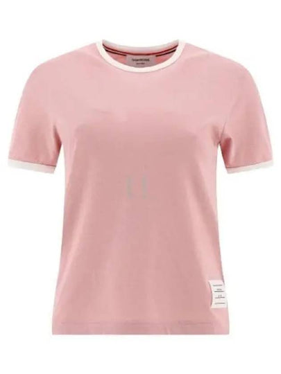 Women's Melange Jersey Ringer Short Sleeve T-Shirt Light Pink - THOM BROWNE - BALAAN 2