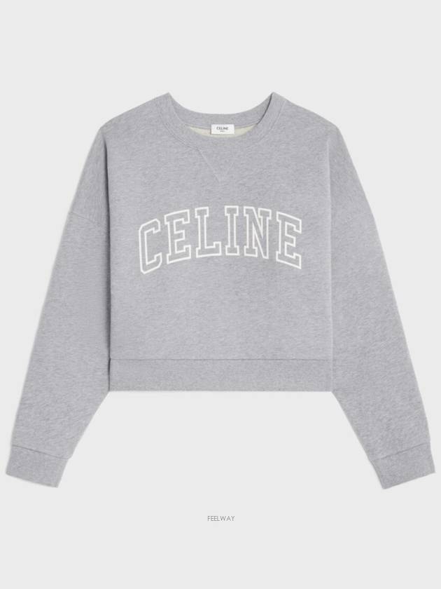 Logo Print Cotton Sweatshirt Grey - CELINE - BALAAN 2