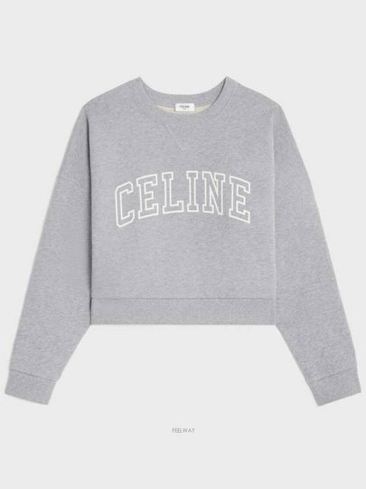 Logo Print Cotton Sweatshirt Grey - CELINE - BALAAN 2