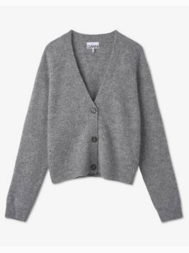 V-Neck Button-Up Alpaca Wool Cardigan Paloma Melange - GANNI - BALAAN 2