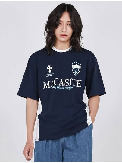 Football Cotton Short Sleeve T-Shirt Navy - MACASITE - BALAAN 2