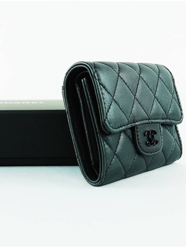 French origin classic small half wallet lambskin black seal snap AP0229 - CHANEL - BALAAN 4