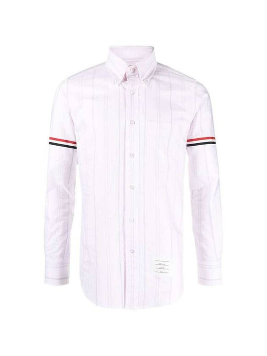 Striped Oxford Armband Straight Fit Shirt MWL301O 07720 680 - THOM BROWNE - BALAAN 1