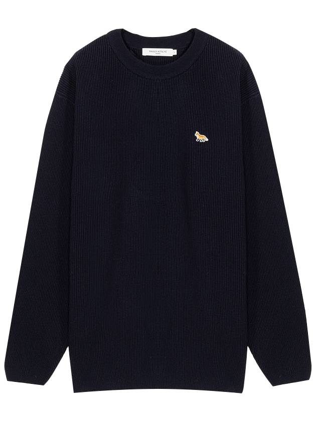 Men's Baby Fox Pullover Cotton Knit Top Navy - MAISON KITSUNE - BALAAN 1