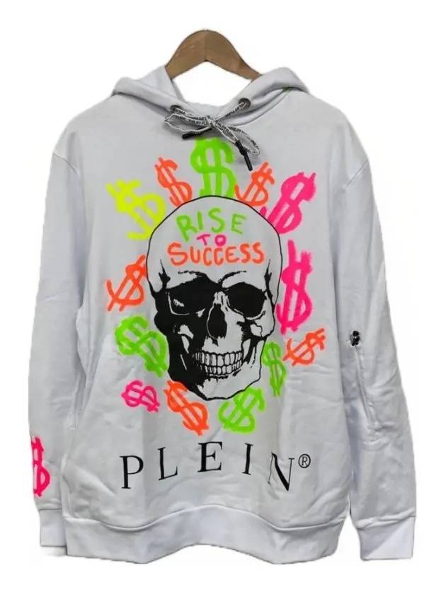 Skull Dollar Print Cotton Hoodie White - PHILIPP PLEIN - BALAAN 2