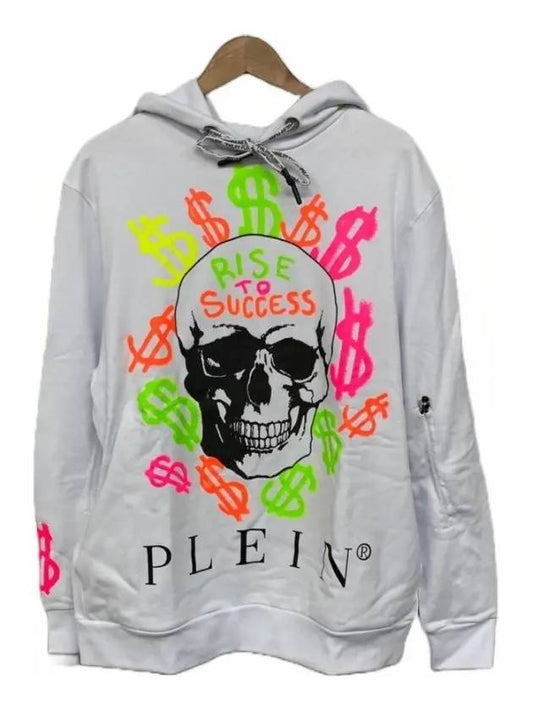 Skull Dollar Print Cotton Hoodie White - PHILIPP PLEIN - BALAAN 1