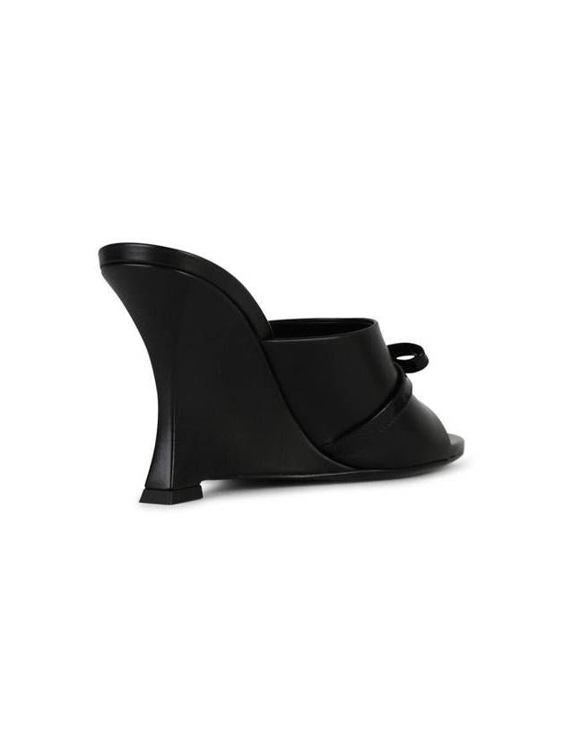 Versace 'Gianni Ribbon' Black Leather Sandals - VERSACE - BALAAN 3