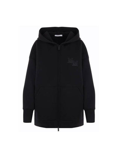 Obbia M Monogram Embroidery Detail Zip Up Hoodie Black - MAX MARA - BALAAN 1