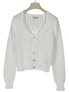 Button Knit Cardigan White - GANNI - BALAAN 2