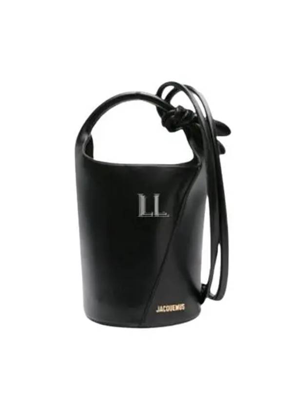 Le Petit Tourni Mini Knotted Leather Bucket Bag Black - JACQUEMUS - BALAAN 2