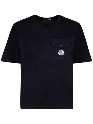 Pocket Short Sleeve T-Shirt Night Blue - MONCLER - BALAAN 1