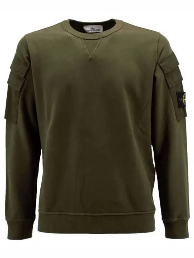 Men's Wappen Patch Cargo Pocket Sweatshirt Olive - STONE ISLAND - BALAAN 2