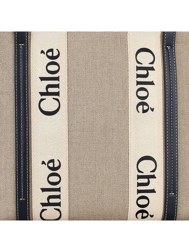 Woody Canvas Medium Tote Bag White Navy - CHLOE - BALAAN 7