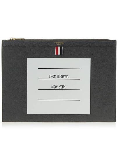 Pebble Document Medium Clutch Bag Grey - THOM BROWNE - BALAAN 2