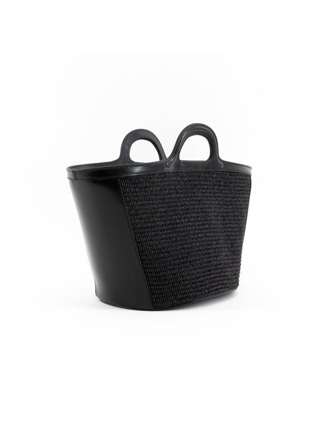 Leather Raffia Tropicalia Tote Bag Black - MARNI - BALAAN 5