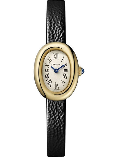 Baignoire Mini Quartz Calfskin Watch Black - CARTIER - BALAAN 1