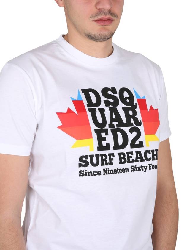 Surf Beach SURF BEACH Short Sleeve T-Shirt White - DSQUARED2 - BALAAN 5