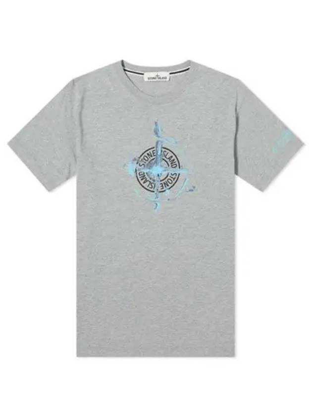 Marble One Logo Print Short Sleeve T-Shirt Grey - STONE ISLAND - BALAAN 2